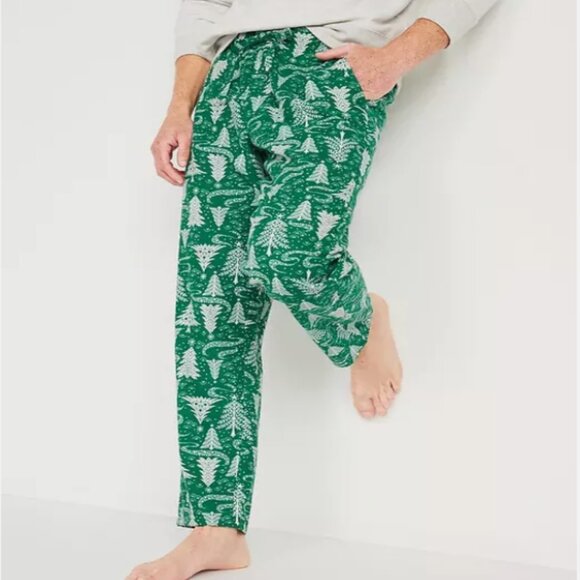 NWT Old Navy Flannel Pajama Pants Green Christmas Pine Tree Sleep Men M XXL - Picture 2 of 3